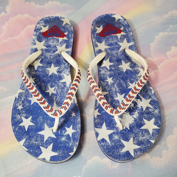 Roxy American Stars Beaded Flip Flop Sandals
